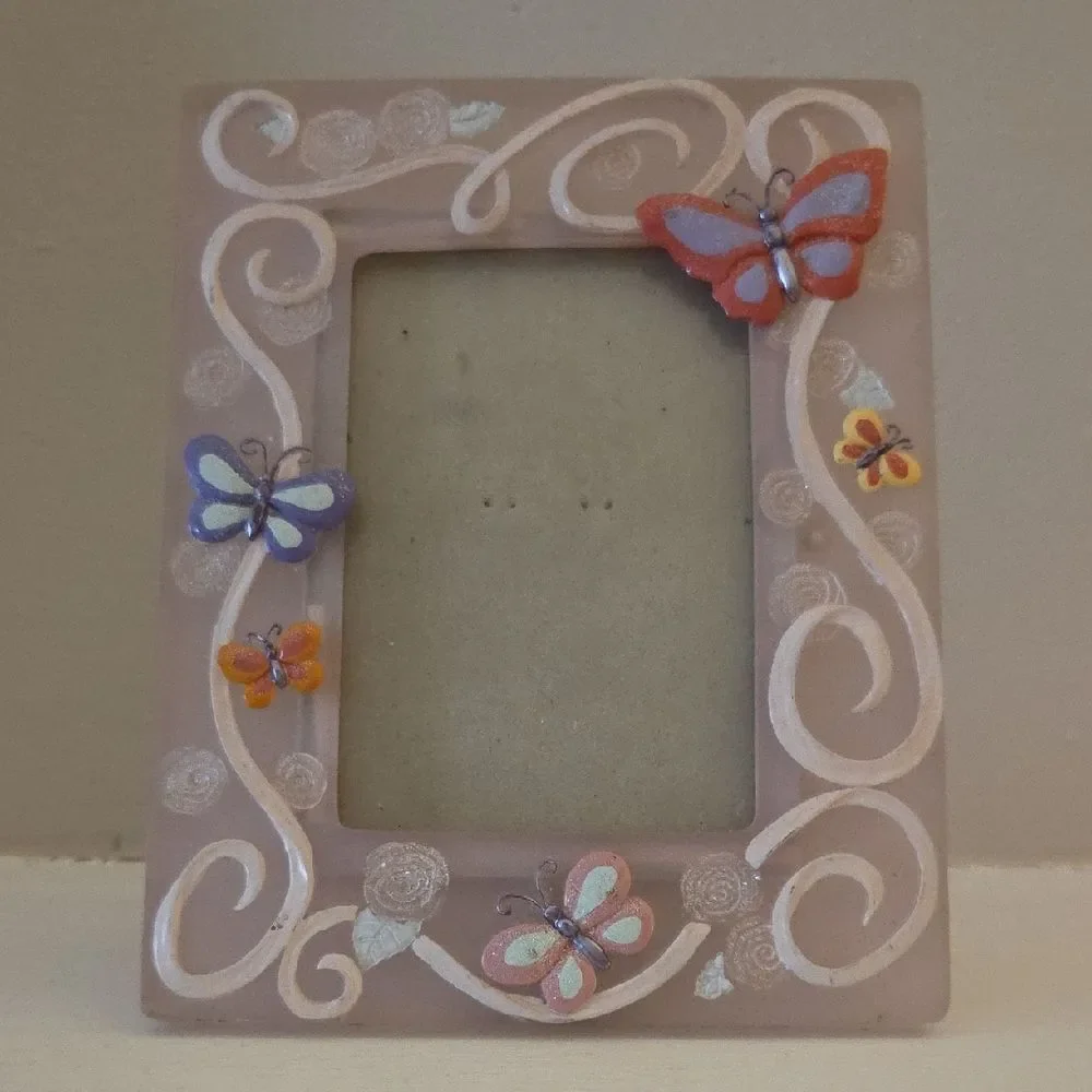 Butterfly Accented Pink Photo Frame